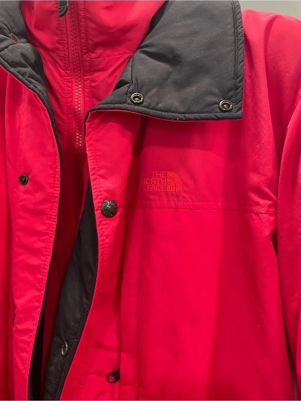 The North Face vintage Red Puffer Jacket with Black Collar